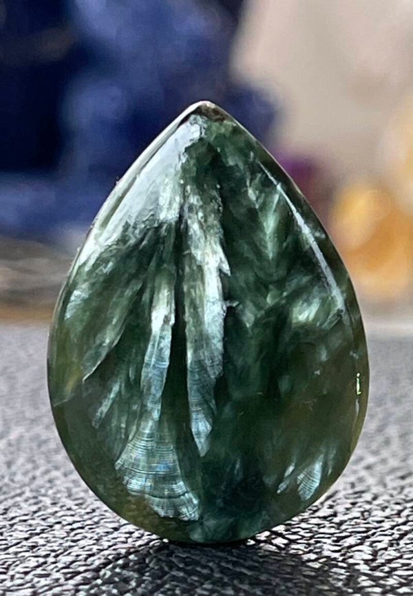 Serafiniet edelsteen cabochon druppel, medium