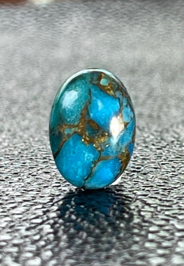 Koper Turkoois edelsteen cabochon, blauw ovaal, klein