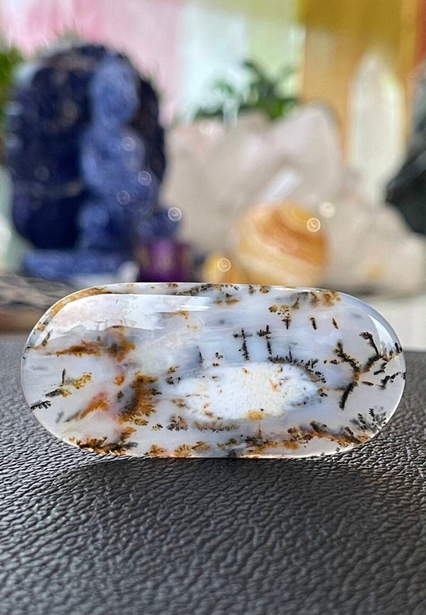 Dendriet Agaat edelsteen cabochon rechthoekig uit Rusland, groot