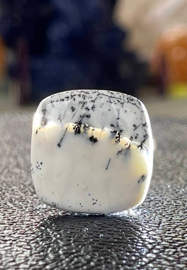 Dendriet Agaat edelsteen cabochon rechthoek, medium