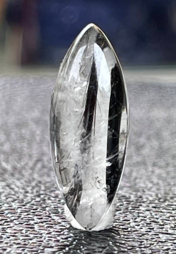 Toermalijnkwarts edelsteen cabochon markiesvorm, medium