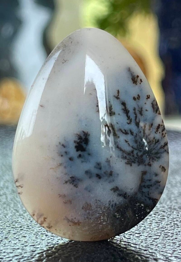 Dendriet Agaat edelsteen cabochon druppel uit Rusland, groot