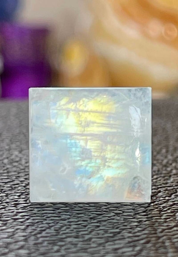 Regenboog Maansteen edelsteen cabochon vierkant, medium