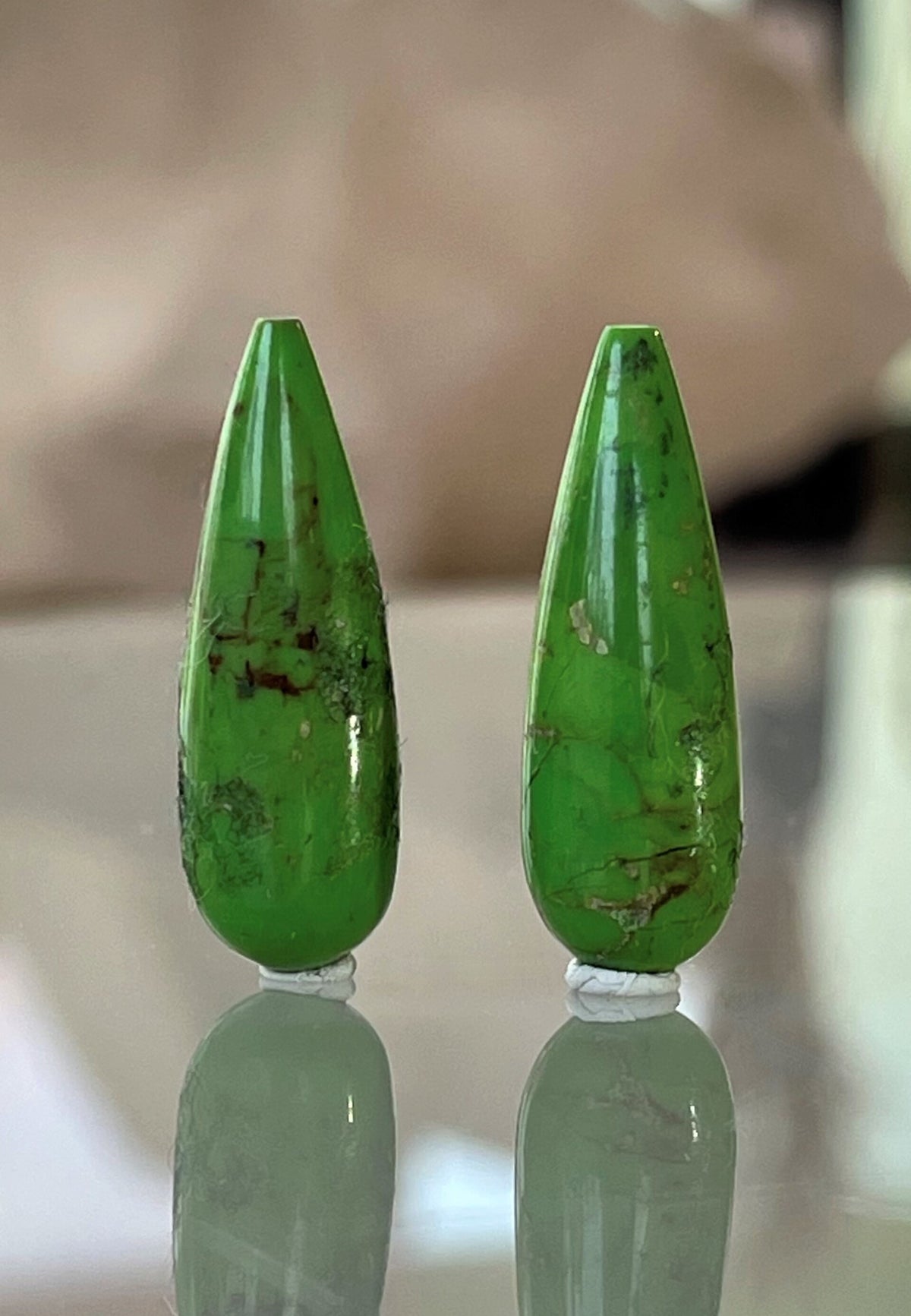 Groen Rode Edelsteen Turkoois Edelsteen cabochon druppel, Groen, per paar | Jalla Stones ...