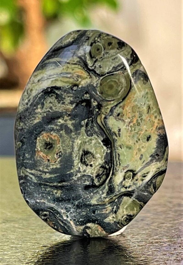 Kambaba Jaspis knuffelsteen plat