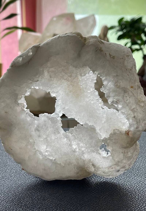 Kwarts geode schijf uit Marokko ruw, groot