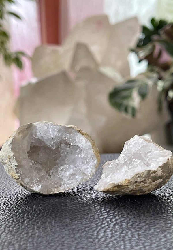 Kwarts geode paar uit Marokko ruw set, klein