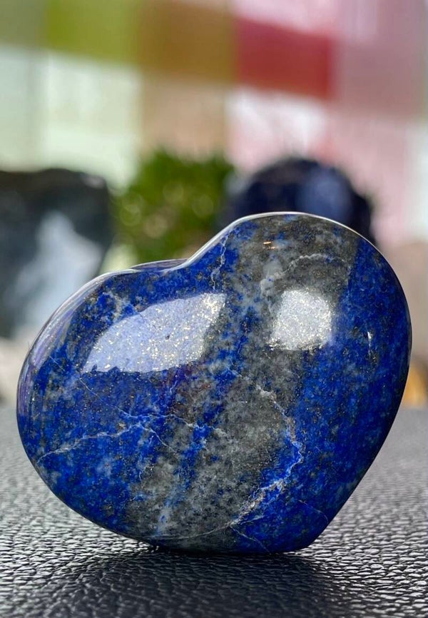 Lapis Lazuli met Pyriet hart, medium