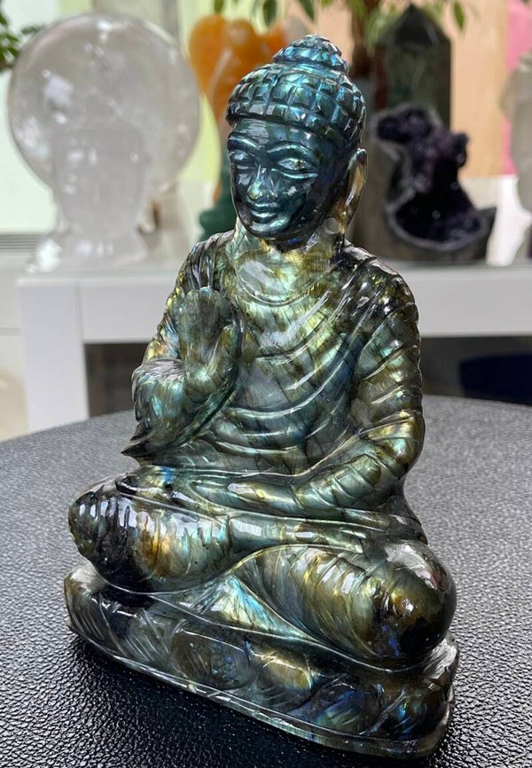 Boeddha beeld van Labradoriet, groot