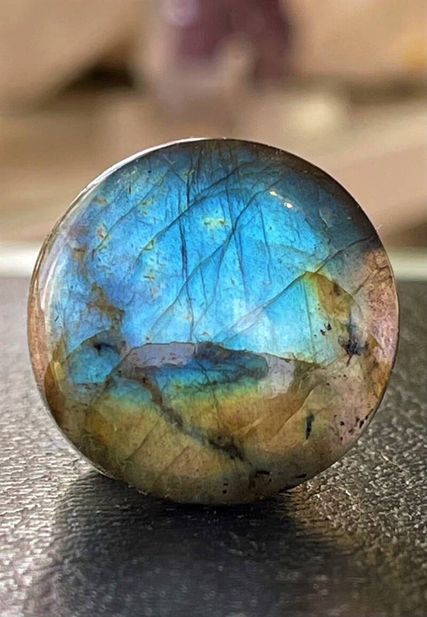 Labradoriet edelsteen cabochon rond, medium