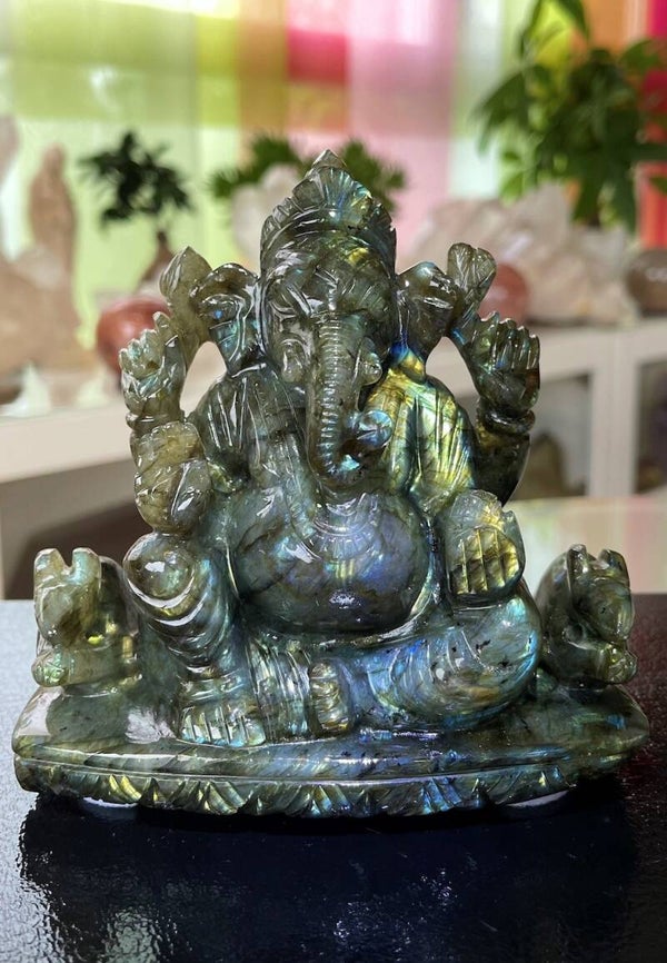 Ganesha beeld van Labradoriet, groot
