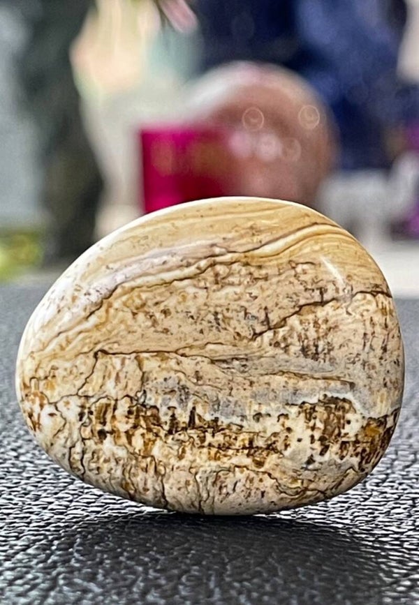 Jaspis Landschap knuffelsteen plat