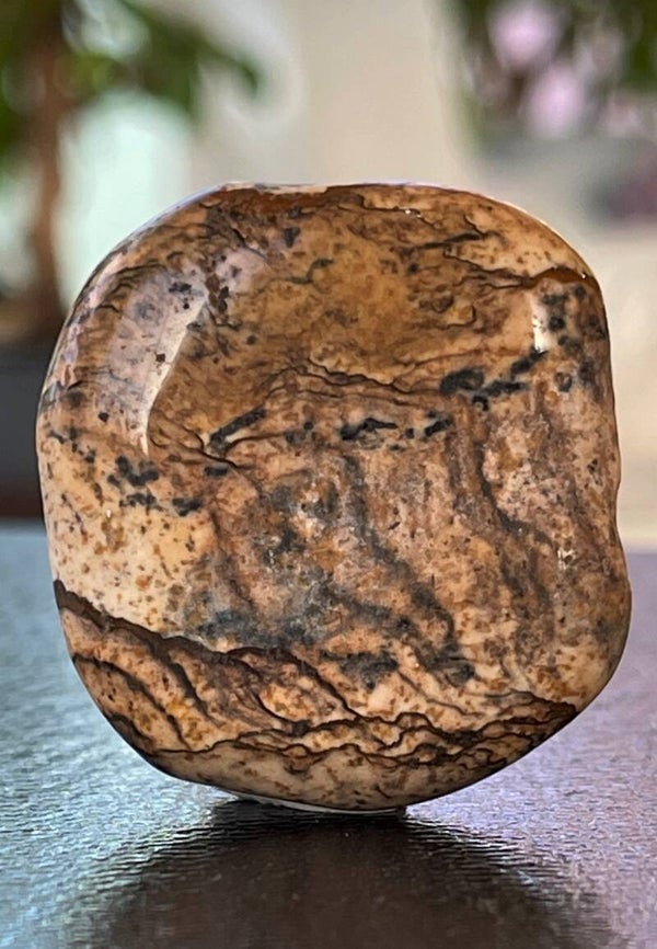 Jaspis Landschap knuffelsteen plat