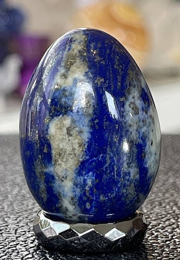 Lapis Lazuli met Pyriet ei uit Afghanistan, klein 3,9cm
