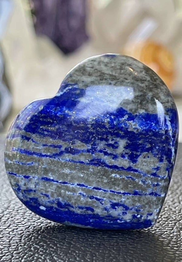 Lapis Lazuli met Pyriet hart, medium