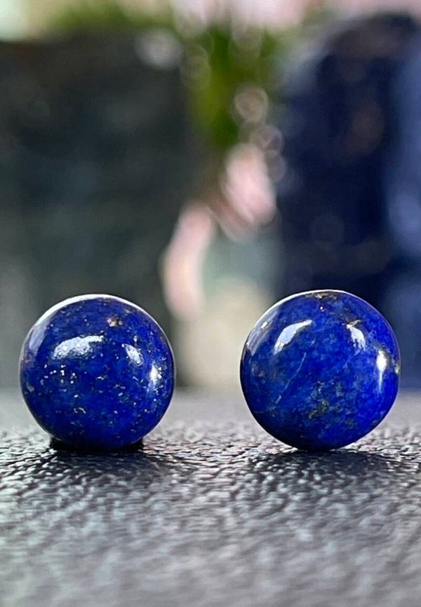 Lapis Lazuli met Pyriet edelsteen cabochon rond, klein, per paar