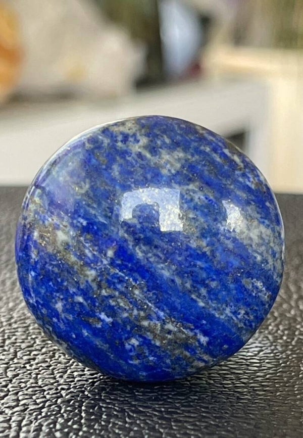 Lapis Lazuli met Pyriet knuffelsteen plat, rond