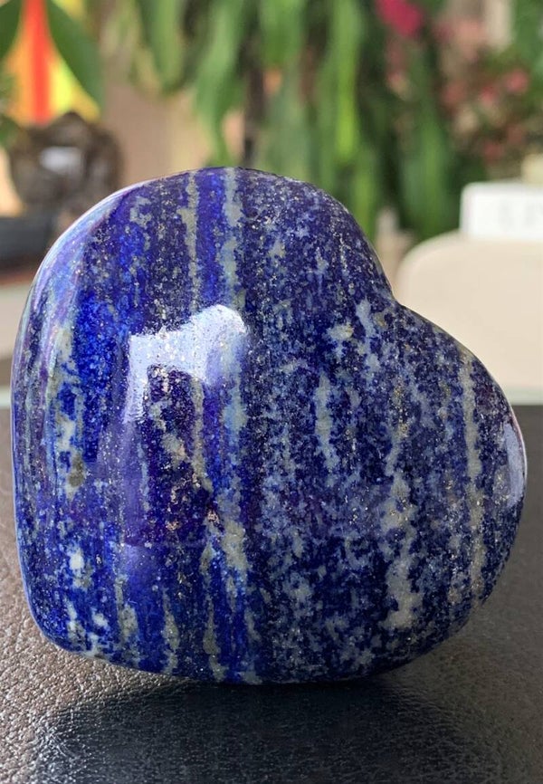 Lapis Lazuli met Pyriet hart, medium