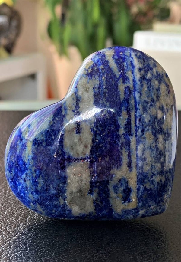 Lapis Lazuli met Pyriet hart, medium