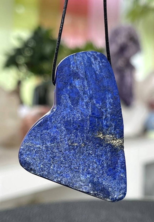 Lapis Lazuli hangertje doorboord ruw en gepolijst met veter, groot