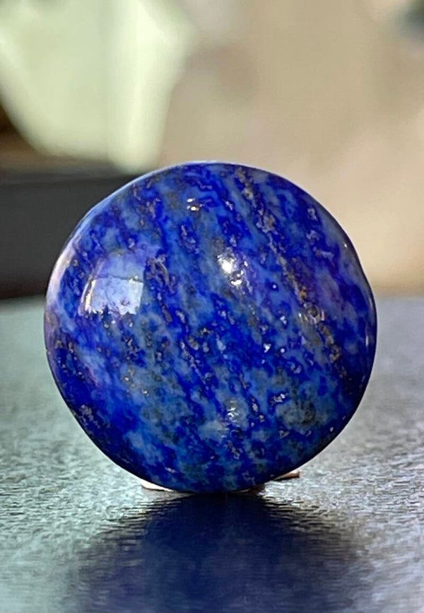 Lapis Lazuli met Pyriet knuffelsteen plat, rond, klein