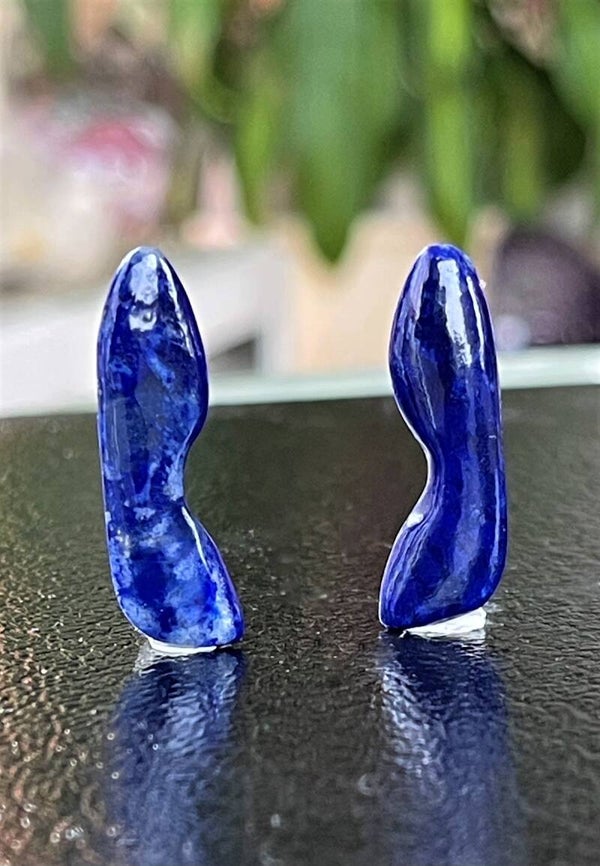 Lapis Lazuli met Pyriet edelsteen cabochon free form per paar, medium