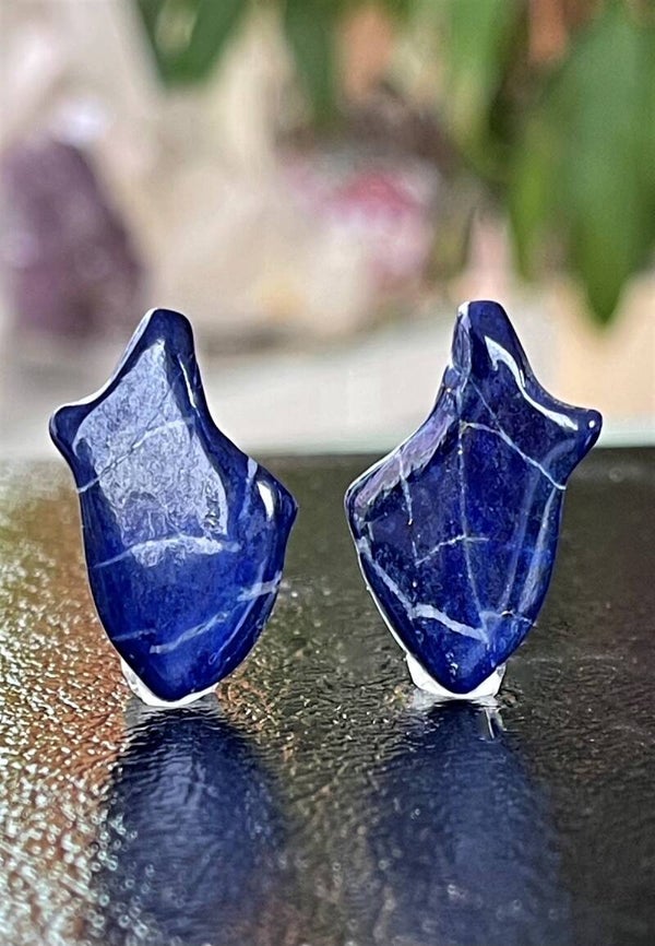 Lapis Lazuli met Pyriet edelsteen cabochon free form per paar, medium