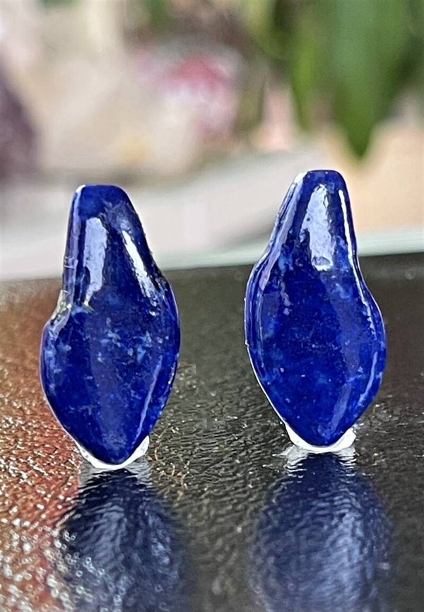 Lapis Lazuli met Pyriet edelsteen cabochon free form per paar, medium
