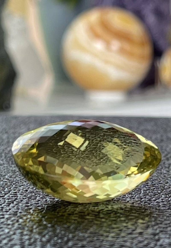 Lemon Topaas edelsteen checker facet geslepen ovaal, groot