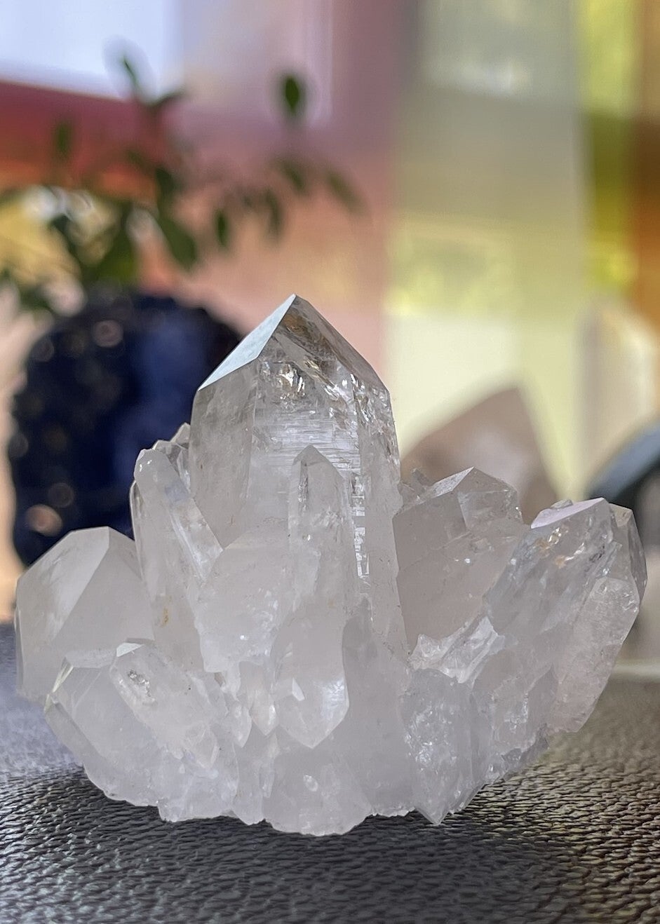 Lemurische Bergkristal cluster uit Peru ruw, medium