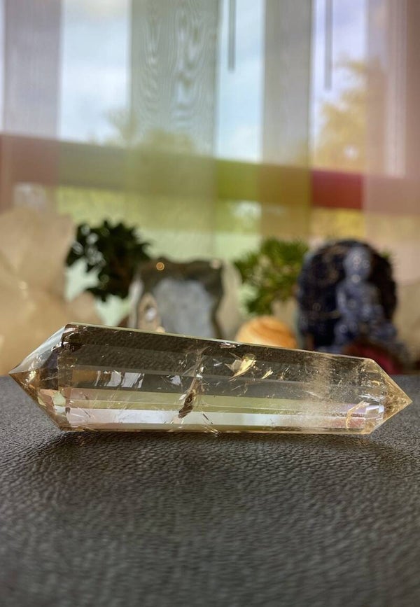 Lemurische Rookkwarts Phi-kristal of Vogelkristal dubbeleinder punt, medium