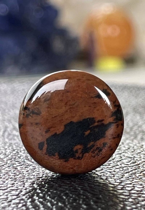 Mahonie Obsidiaan edelsteen cabochon rond, medium