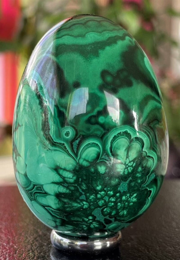 Malachiet ei, groot 8cm