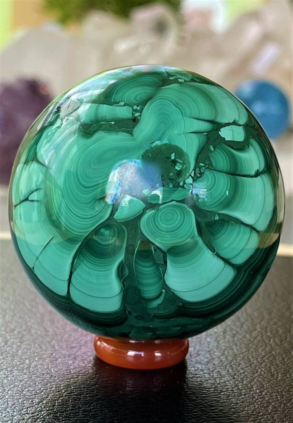 Malachiet bol, groot 7cm