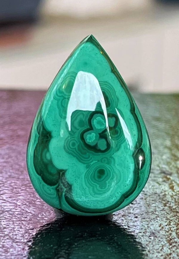 Malachiet edelsteen cabochon druppel, medium