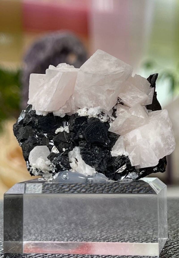 Mangano Calciet op Sfaleriet met Pyriet uit Peru ruw, medium