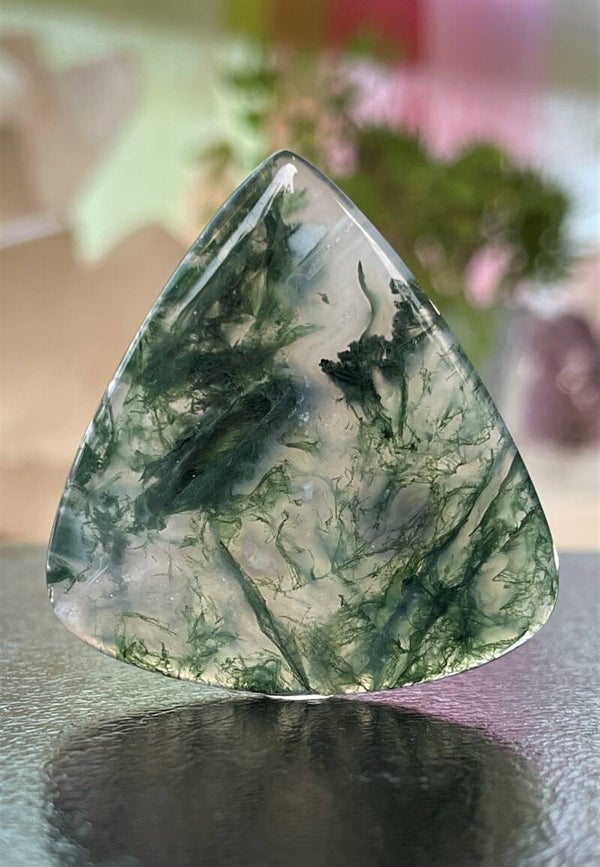 Mosagaat edelsteen cabochon druppel, groot