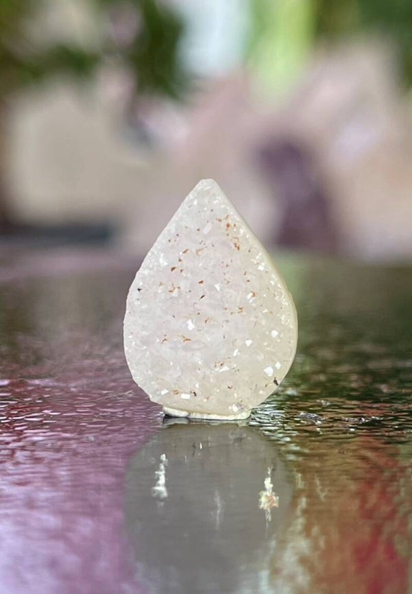 Natural Kwarts edelsteen met ruwe bovenkant druppel, klein