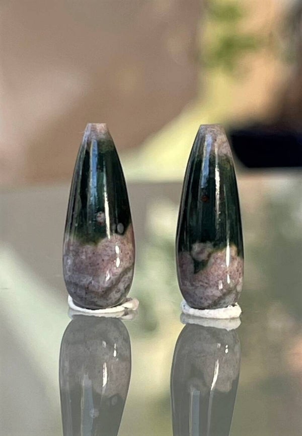 Oceaan Jaspis edelsteen cabochon druppels, per paar
