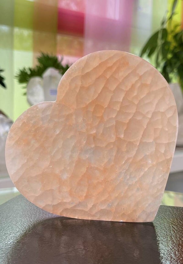 Seleniet oranje plat hart, groot