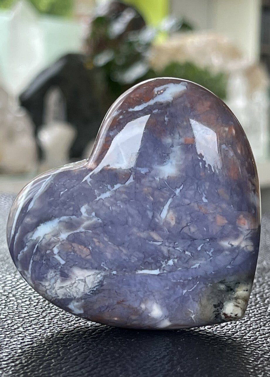 Paarse Chalcedoon hart uit Indonesië, medium