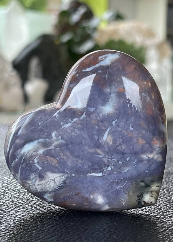 Paarse Chalcedoon hart uit Indonesië, medium