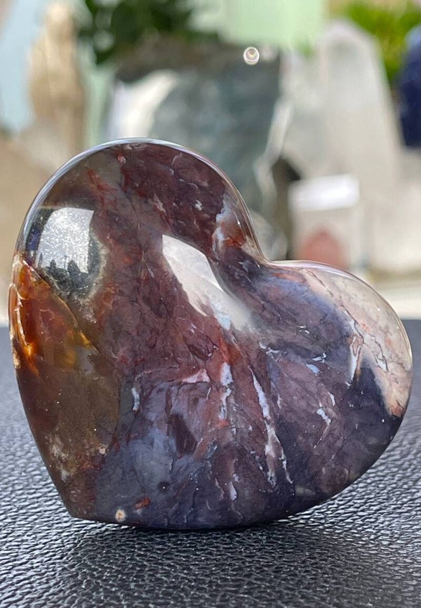 Paarse Chalcedoon hart uit Indonesië, medium