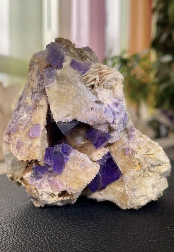 Paarse Fluoriet uit Berbes Asturias Spanje ruw, groot