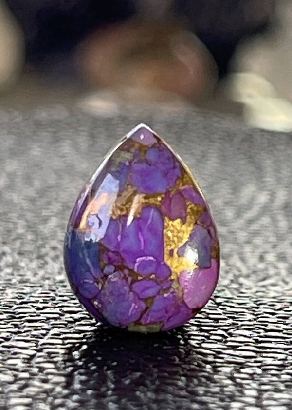 Koper Turkoois edelsteen cabochon druppel paars, klein