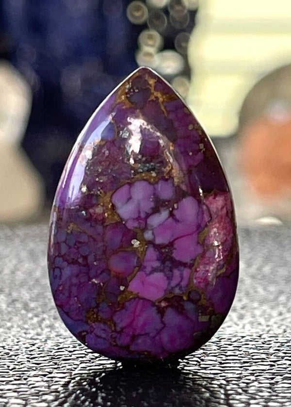 Koper Turkoois edelsteen cabochon druppel paars, medium