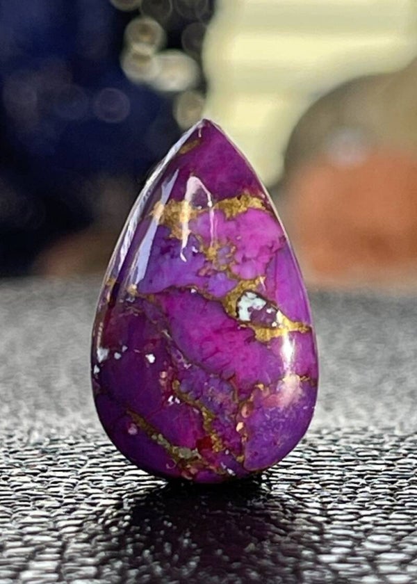 Koper Turkoois edelsteen cabochon druppel paars, medium