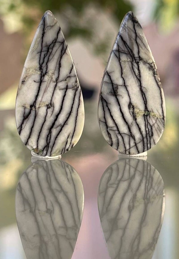 Picasso Jaspis edelsteen cabochon druppels, per paar, medium