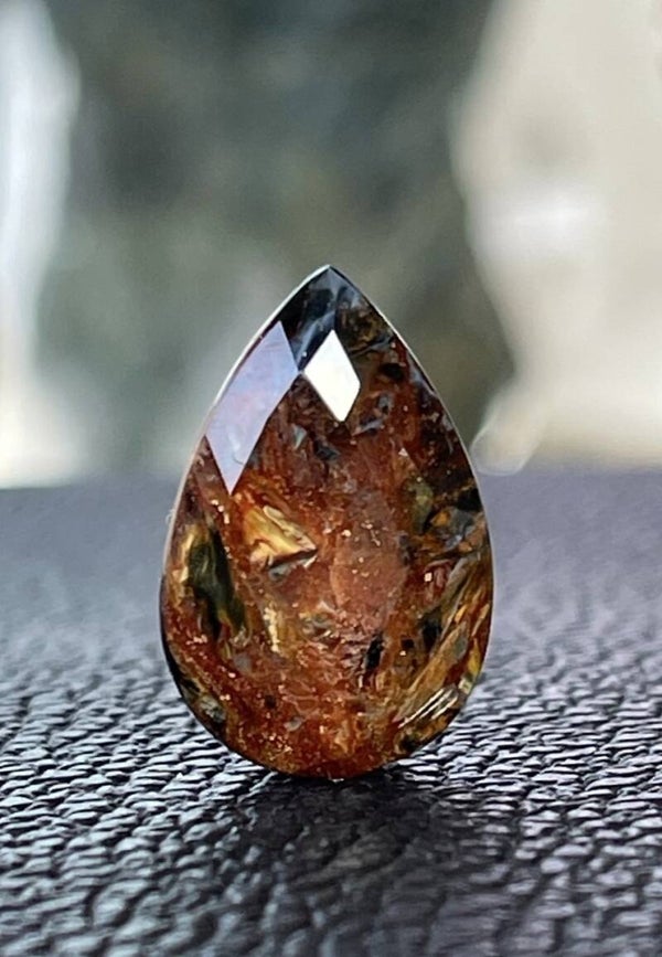 Pietersiet edelsteen checker facet geslepen druppel, klein
