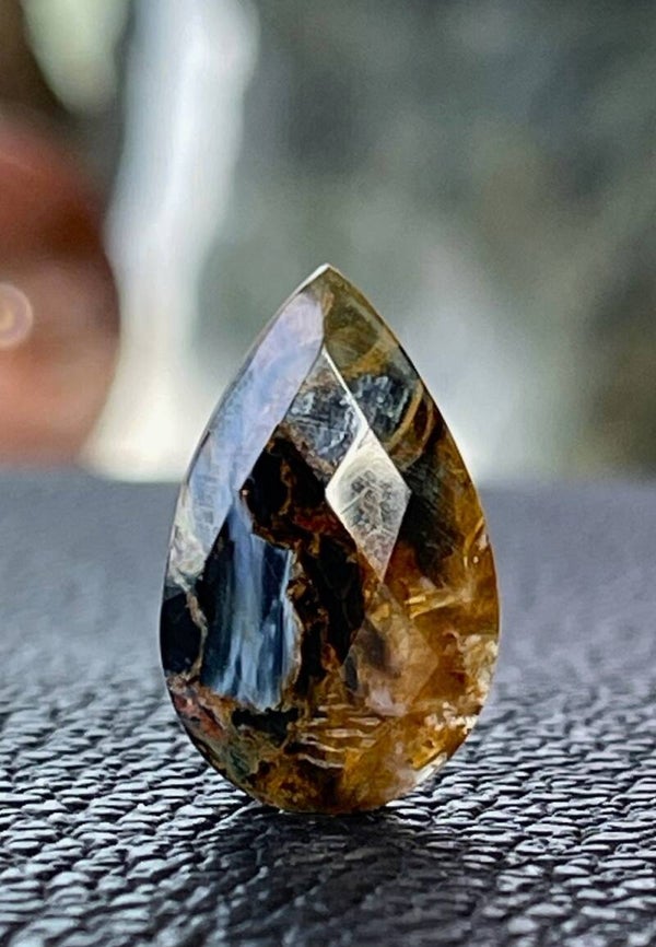 Pietersiet edelsteen checker facet geslepen druppel, klein